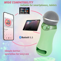 Portable Bluetooth Karaoke Microphone for Kids & Adults – Wireless Singing Mic with Built-in Speaker, Green