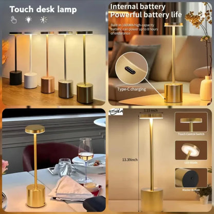 Rechargeable Cordless LED Table Lamp – Touch Control, USB-C Charging, 3 Color Modes, Dimmable Bedside Night Light