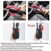 Heavy Duty Car Steering Wheel Lock | Anti-Theft Security