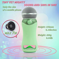 Portable Bluetooth Karaoke Microphone for Kids & Adults – Wireless Singing Mic with Built-in Speaker, Green