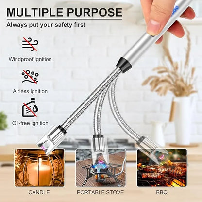 USB Rechargeable Arc Candle Lighter – Windproof Long Neck Electric Lighter for Candles, BBQ Grill, Kitchen Stove & Camping Accessories