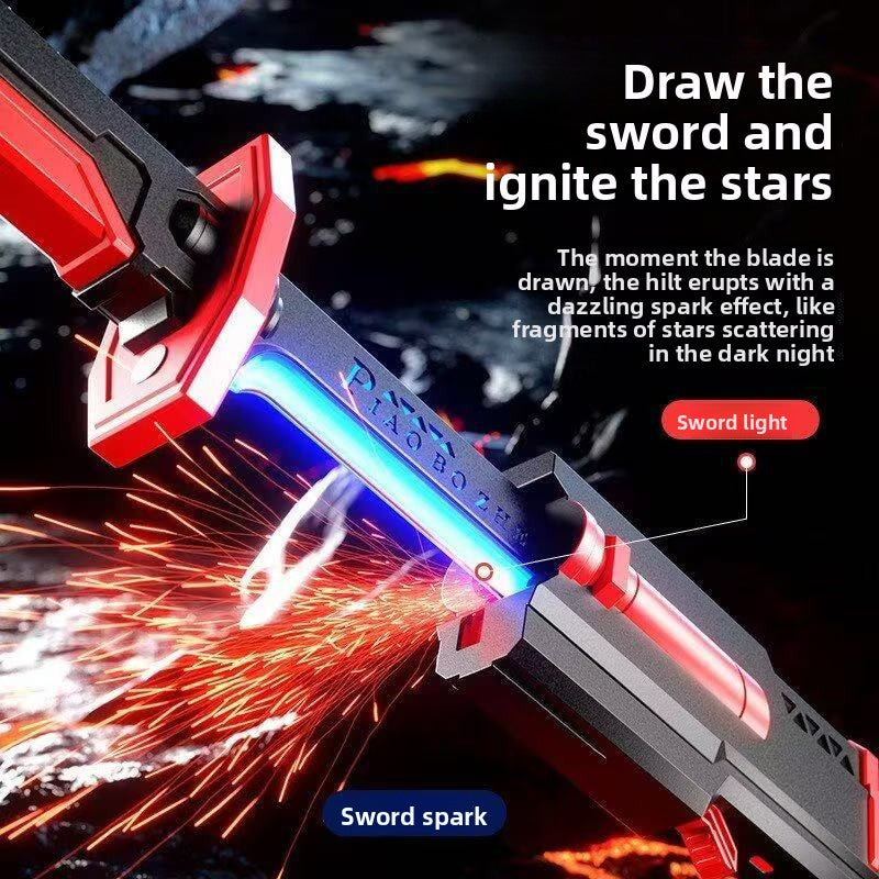 LED Spark Light Saber Toy Sword for Kids – Rechargeable Glowing Star Spark Sword with Sound Effects | Outdoor Parent-Child Adventure Toy