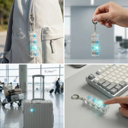 4-Key Mechanical Keyboard Switch Fidget Clicker Keychain – RGB Light-Up Stress Relief Toy with Crisp Clicky Sound, Portable Mechanical Switch Fidget Gadget for Office, Gaming & Anxiety Relief