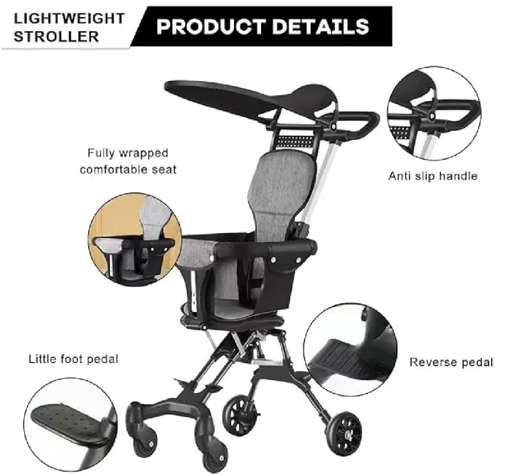 Foldable Compact Baby Stroller for Toddlers & Infants – Lightweight Portable Travel Pushchair with Pull Handle & Smooth Wheels