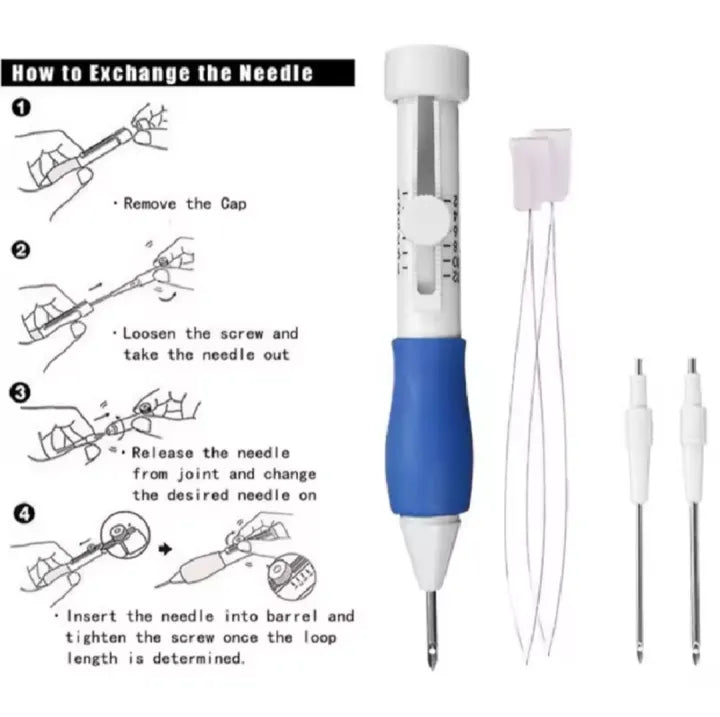 Magic Embroidery Pen Set  Punch Needle Kit for DIY Craft, Sewing & Hand Embroidery