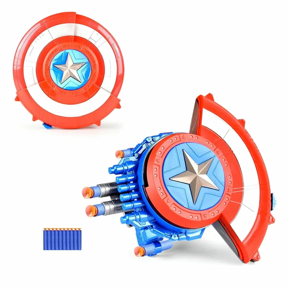 Captain America Shield Dart Launcher Toy for Kids | Soft Foam Dart Blaster with Target Board | Long Range Shooting Game