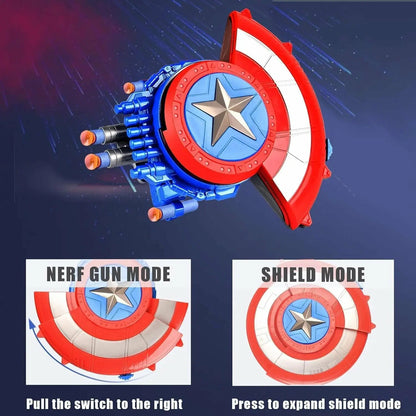 Captain America Shield Dart Launcher Toy for Kids | Soft Foam Dart Blaster with Target Board | Long Range Shooting Game