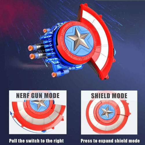 Captain America Shield Dart Launcher Toy for Kids | Soft Foam Dart Blaster with Target Board | Long Range Shooting Game
