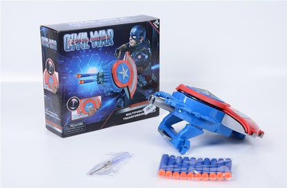 Captain America Shield Dart Launcher Toy for Kids | Soft Foam Dart Blaster with Target Board | Long Range Shooting Game