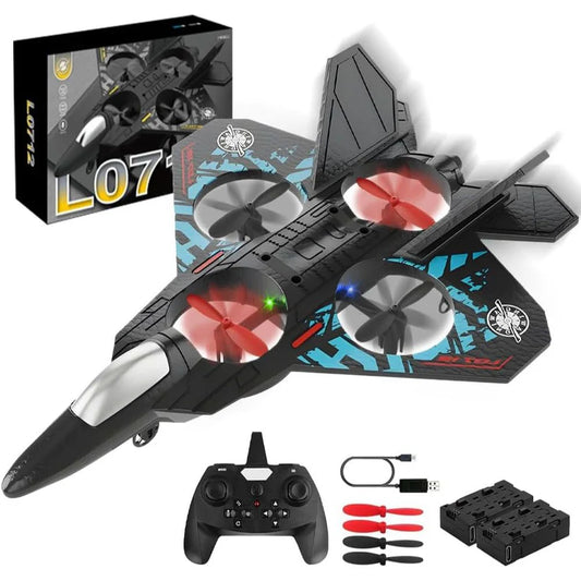 LO712 LED Fighter Jet Drone – 2.4GHz Remote Control Aircraft with Lights & Dual Battery